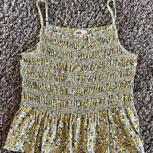 SO Yellow and Green Smocked Peplum Camisole